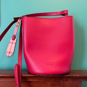 Burberry Lorne Bucket Crossbody Bag Red Reversible